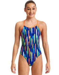 FUNKITA Girls Fire Cracker Diamond Back Swimsuit