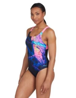Zoggs Acid Wave Speedback Swimsuit - Black/Pink -Swim District AcidWaveSpeedbackSwimsuit 3
