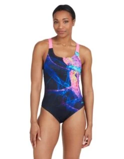 Zoggs Acid Wave Speedback Swimsuit - Black/Pink -Swim District AcidWaveSpeedbackSwimsuit 5