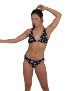 Speedo Allover Triangle Tieback 2 Piece Swimsuit - Black/White