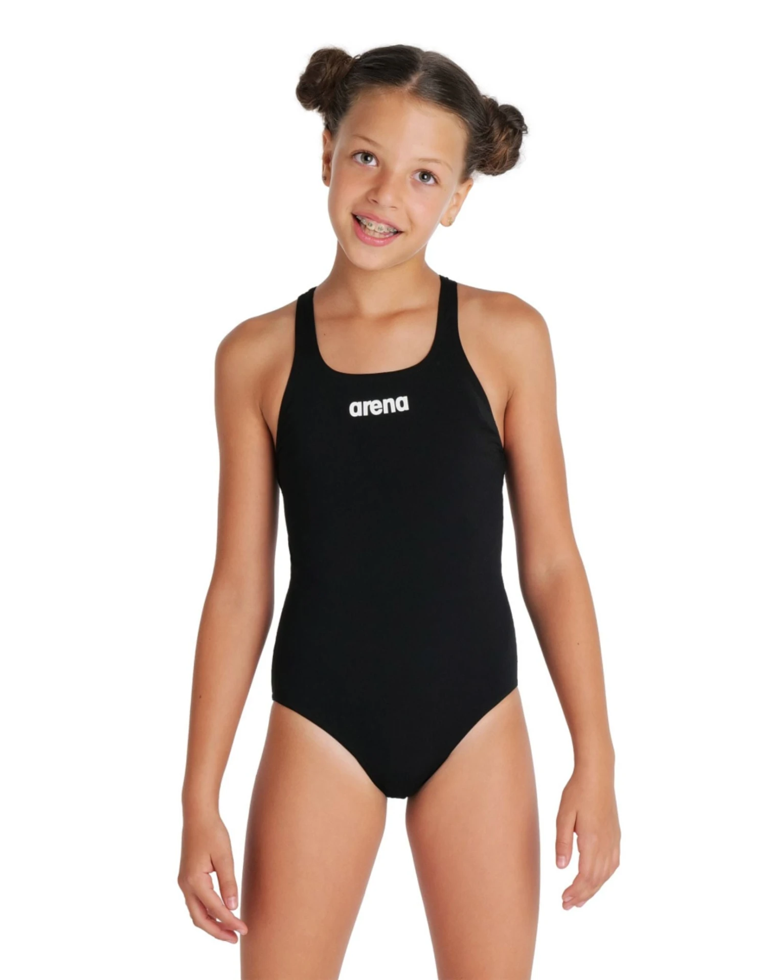 Arena Girls Team Swim Pro Solid Swimsuit - Black/White 3 Arena Girls Team Swim Pro Solid Swimsuit - Black/White