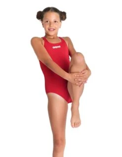 Arena Girls Team Swim Pro Solid Swimsuit - Red/White