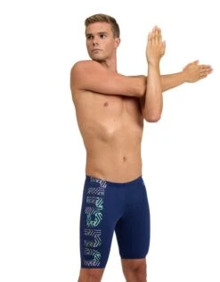 Arena Kikko Pro Graphic Print Swim Jammer - Navy/Green