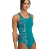 Arena Kikko Pro V Back Graphic Swimsuit - Green Lake/Navy -Swim District Arena Kikko Pro V Back Graphic Swimsuit Green Lake Navy 3