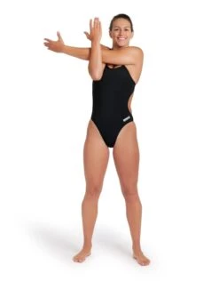 Arena Team Challenge Solid Swimsuit - Black/White -Swim District Arena Team Challenge Solid Swimsuit Black White 3