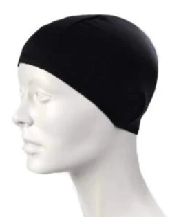 BeCo Polyester Fabric Adults Swim Cap -Swim District BECO100 PolyesterFabricAdultsSwimCapBlack
