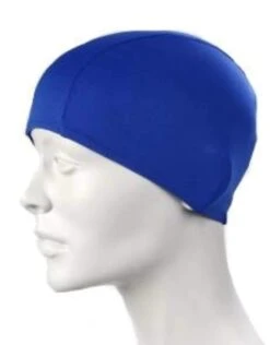 BeCo Polyester Fabric Adults Swim Cap -Swim District BECO100 PolyesterFabricAdultsSwimCapBlue