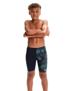 Speedo Boys Allover Digi Jammer - Navy/Green