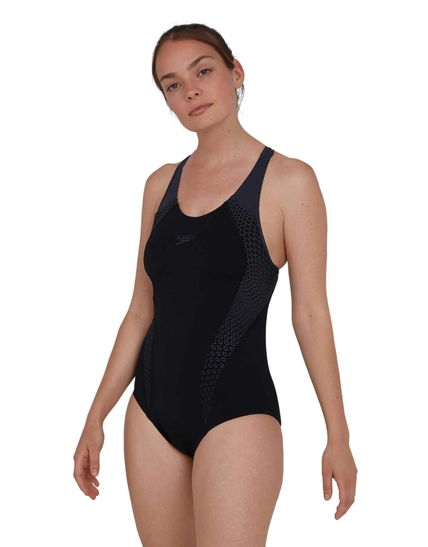 Speedo Hexagonal Laneback Swimsuit - Black 3 Speedo Hexagonal Laneback Swimsuit - Black
