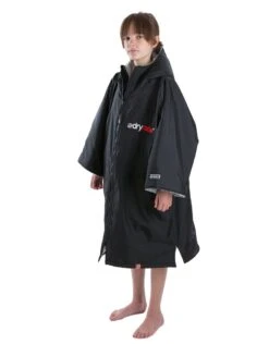 Kids Advance Short Sleeve Robe 5-9 Yrs -Swim District Dryrobe kids short sleeve robe black grey 5 9 4