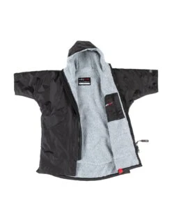 Kids Advance Short Sleeve Robe 5-9 Yrs -Swim District Dryrobe kids short sleeve robe black grey 5 9 6