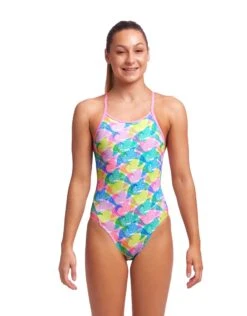 FUNKITA Girls Pastel Porpie Diamond Back Swimsuit