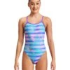 FUNKITA Girls Pastel Palm Single Strap Swimsuit -Swim District Funkita pastel palm single strap swimsuit 1
