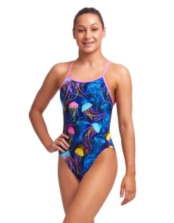 FUNKITA Girls Schwimma Stinga Single Strap Swimsuit -Swim District FunkitaGirlsSchwimmaStingaDiamondBackSwimsuit 2