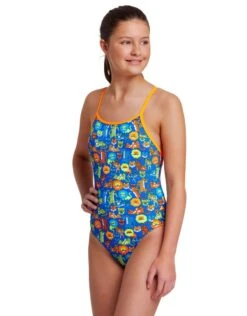 FUNKITA Girls Big Cat Bash Diamond Back Swimsuit -Swim District GirlsBigCatBashDiamondBackSwimsuit 1