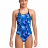 FUNKITA Girls Blue Bars Diamond Back Swimsuit 1 FUNKITA Girls Blue Bars Diamond Back Swimsuit -Swim District GirlsBlueBarsDiamondBackSwimsuit 2