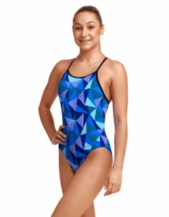 FUNKITA Girls Blue Bars Diamond Back Swimsuit -Swim District GirlsBlueBarsDiamondBackSwimsuit 5