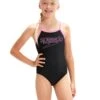 Speedo Girls Boom Logo Thinstrap Muscleback - Black/Pink -Swim District GirlsBoomLogoThinstrapMuscleback BluePurple 2