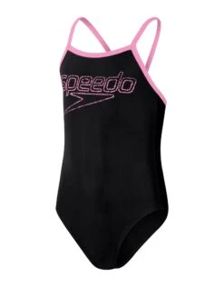 Speedo Girls Boom Logo Thinstrap Muscleback - Black/Pink 12 Speedo Girls Boom Logo Thinstrap Muscleback - Black/Pink -Swim District GirlsBoomLogoThinstrapMuscleback BluePurple 3