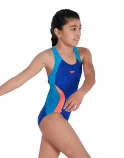 Speedo Girls Colourblock Spiritback - Blue/Red -Swim District GirlsColourblockSpiritback BlueRed 1 min