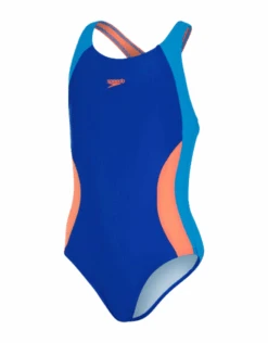 Speedo Girls Colourblock Spiritback - Blue/Red -Swim District GirlsColourblockSpiritback BlueRed 3 min