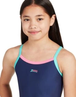 Zoggs Girls Kerrawa Strikeback Swimsuit - Navy/Purple/Coral -Swim District GirlsKerrawaStrikebackSwimsuit NavyPurpleCoral 4