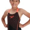 Speedo Girls Medley Logo Medalist Swimsuit - Black/Siren Red -Swim District GirlsMedleyLogoMedalistBlackred 1
