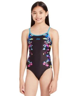 Zoggs Girls Neon Cracker Sprintback Swimsuit