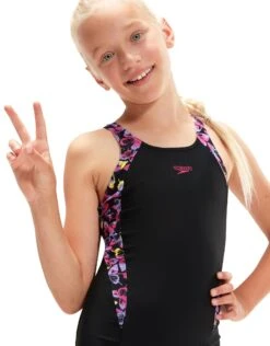Speedo Girls Panel Legsuit - Black/Pink 12 Speedo Girls Panel Legsuit - Black/Pink -Swim District GirlsPanelLegsuit BlackPink 7