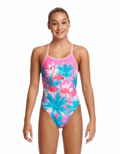FUNKITA Girls Pretty Pink Single Strap Swimsuit -Swim District GirlsPrettyPink 2