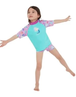 Speedo Tots Girls Printed Sun Protection Set - Green/Pink -Swim District Girls PrintedSunProtectionSet GreenPink 6