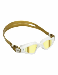 AQUA SPHERE Kayenne Small Fit Goggles - Mirrored Lens -Swim District KayenneSmallFit WhiteGold 2