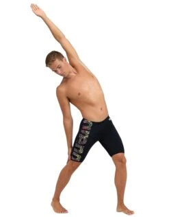 Arena Kikko Pro Graphic Print Swim Jammer - Black/Yellow -Swim District KikkoProGraphicPrintSwimJammer BlackYellow Model 1