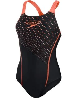 Speedo Medley Logo Medalist Swimsuit - Black/Siren Red -Swim District MedleyLogoMedalistSwimsuit BlackSirenRed 1