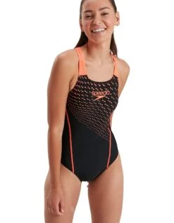 Speedo Medley Logo Medalist Swimsuit - Black/Siren Red -Swim District MedleyLogoMedalistSwimsuit BlackSirenRed 2