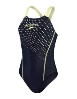 Speedo Medley Logo Medalist Swimsuit - Navy/Green -Swim District MedleyLogoMedalistSwimsuit NavyYellow 2