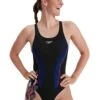 Speedo Panel Recordbreaker Swimsuit - Black/Blue