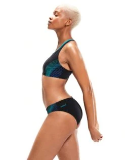 Speedo Placement 2 Piece Swimsuit - Black/Green -Swim District Placement2PieceSwimsuit BlackGreen 1