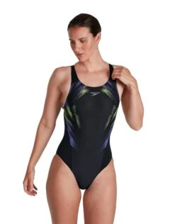 Speedo Placement Digital Recordbreaker Swimsuit - Black/Yellow