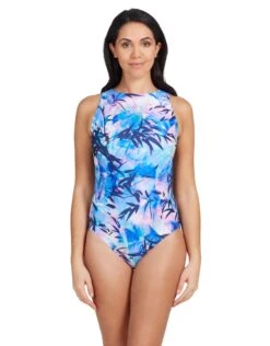 Zoggs Sasaya High Front Swimsuit - Navy/Blue -Swim District SasayaHighFrontSwimsuit 3