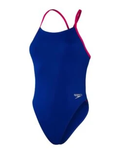 Speedo Solid Tieback Swimsuit - Blue/Pink -Swim District SolidTiebackSwimsuit BluePink