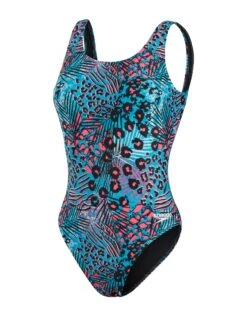 Speedo Allover Deep U-Back Swimsuit - Blue/Black -Swim District Speedo Allover Deep U Back Swimsuit Black Blue 6