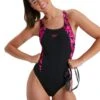 Speedo Hyperboom Splice Muscleback Swimsuit - Black/Pink -Swim District Speedo HyperboomSpliceMusclebackSwimsuit BlackPink 1
