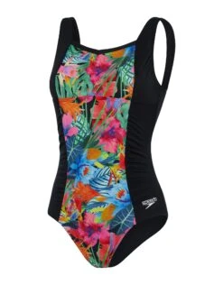 Speedo Printed Contour Shaping Swimsuit - Black/Multi -Swim District Speedo Womens Printed Shaping Swimsuit Black Multi 3