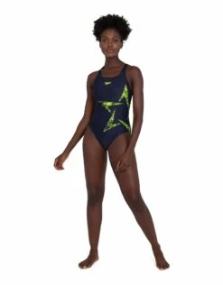 Speedo Boomstar Placement Racerback - Navy/Yellow -Swim District SpeedoBoomstarPlacementRacerback Navy Yellow