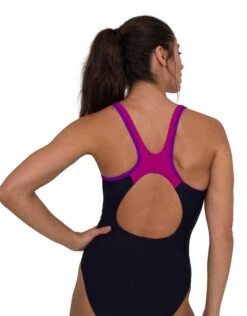 Speedo Logo Splice Muscleback Swimsuit - Navy/Purple -Swim District SpeedoSpliceMusclebackSwimsuit Navy Purple 5