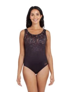 Zoggs Vintage Geo Scoopback Swimsuit - Black