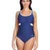 Zoggs Dakota Crossback Swimsuit - Navy/White 1 Zoggs Dakota Crossback Swimsuit - Navy/White -Swim District Zoggs Dakota Crossback Navy White 4