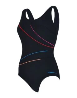 Zoggs Macmaster Scoopback Swimsuit - Black/Multicolour -Swim District Zoggs Macmaster Swimsuit Black Multicolour 2