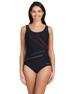 Zoggs Macmaster Scoopback Swimsuit - Black/Multicolour